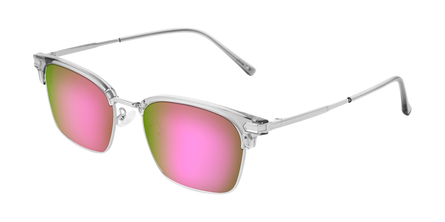 Angle of Adsule in Clear Gray/Silver with Pink Mirrored Lenses