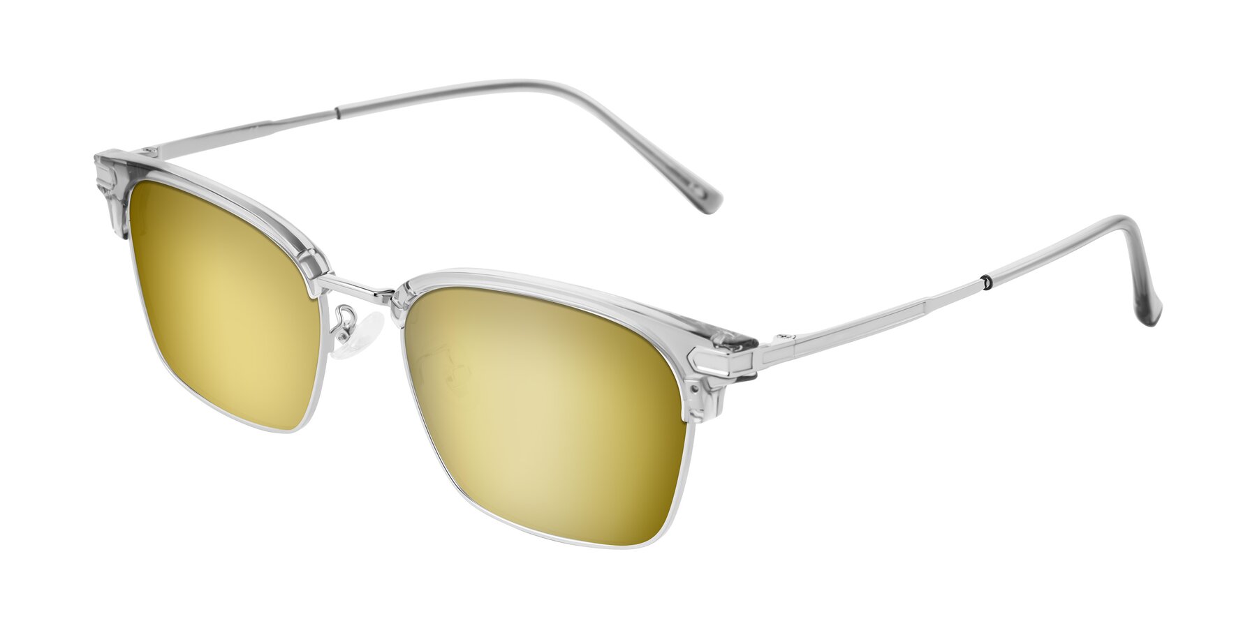Angle of Adsule in Clear Gray/Silver with Gold Mirrored Lenses