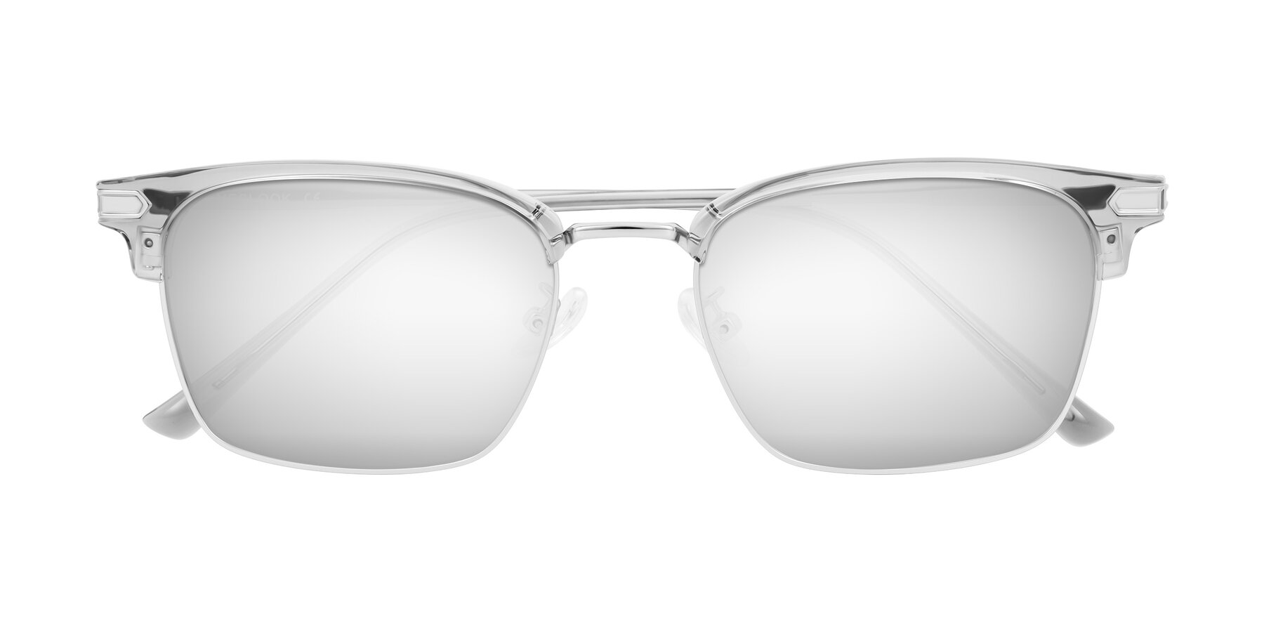 Folded Front of Adsule in Clear Gray/Silver with Silver Mirrored Lenses