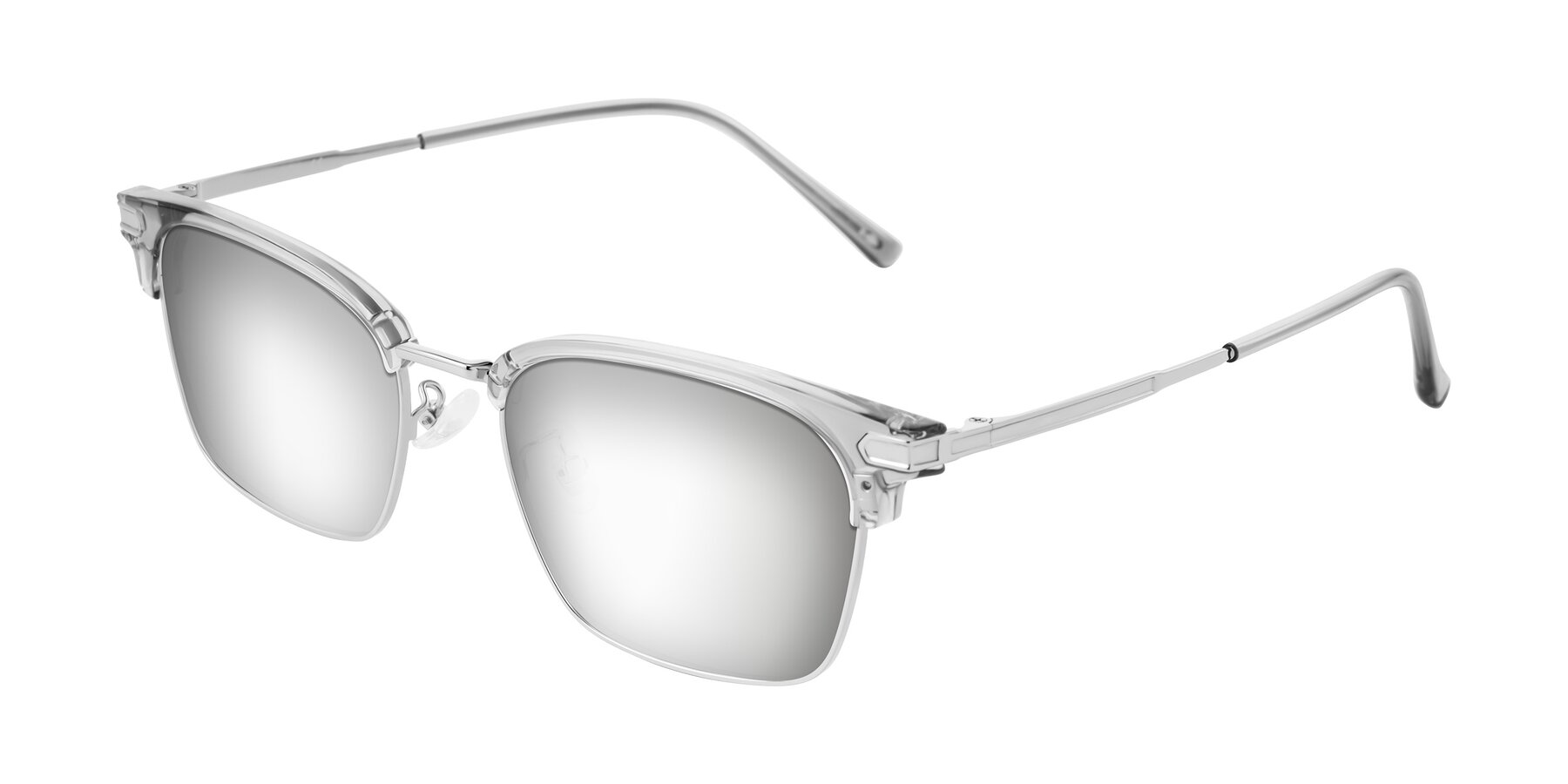 Angle of Adsule in Clear Gray/Silver with Silver Mirrored Lenses