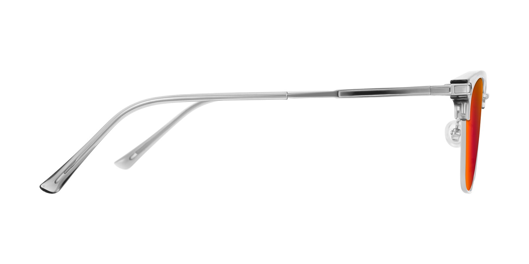 Side of Adsule in Clear Gray/Silver with Red Gold Mirrored Lenses