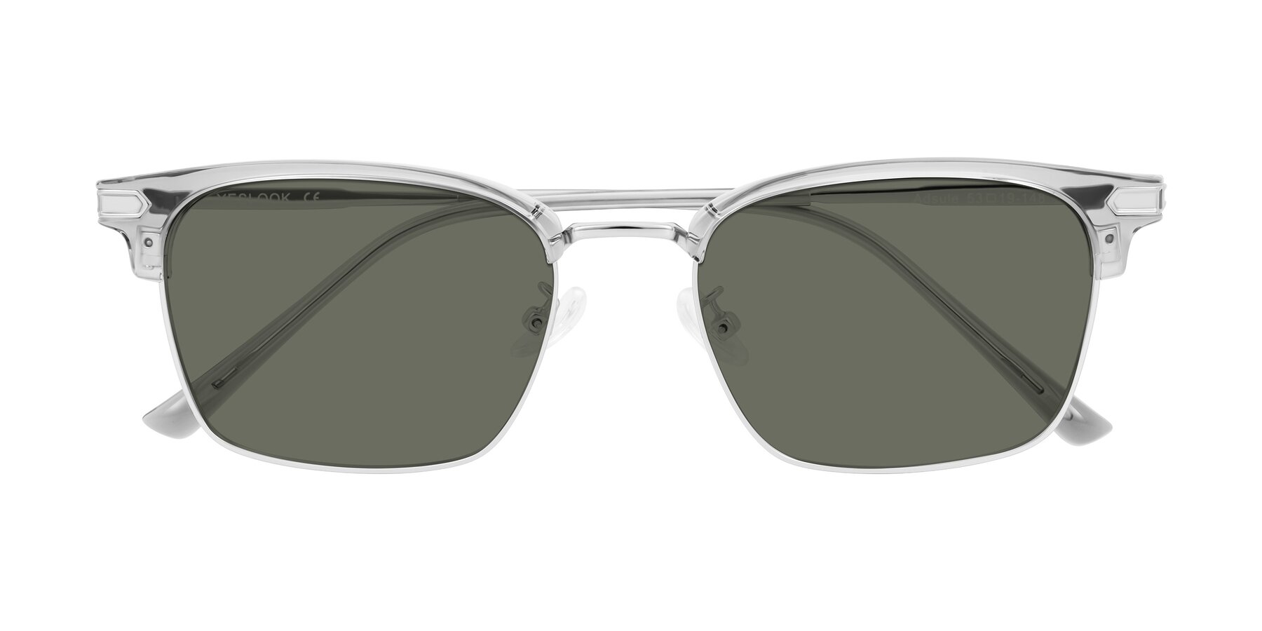 Folded Front of Adsule in Clear Gray/Silver with Gray Polarized Lenses