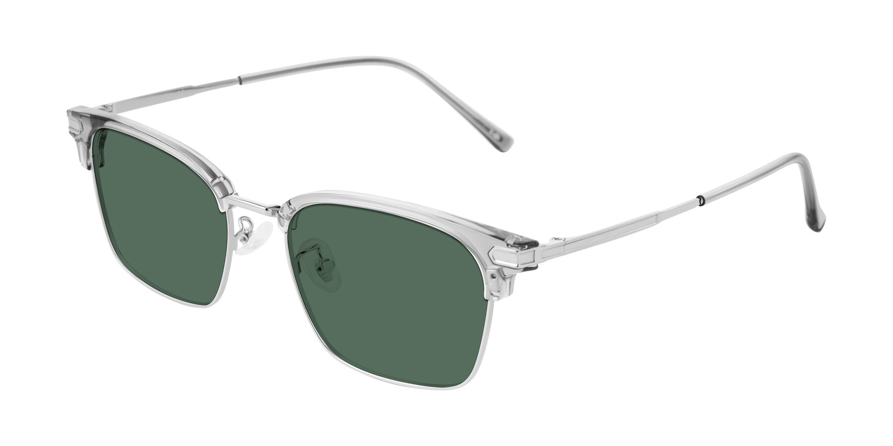 Angle of Adsule in Clear Gray/Silver with Green Polarized Lenses