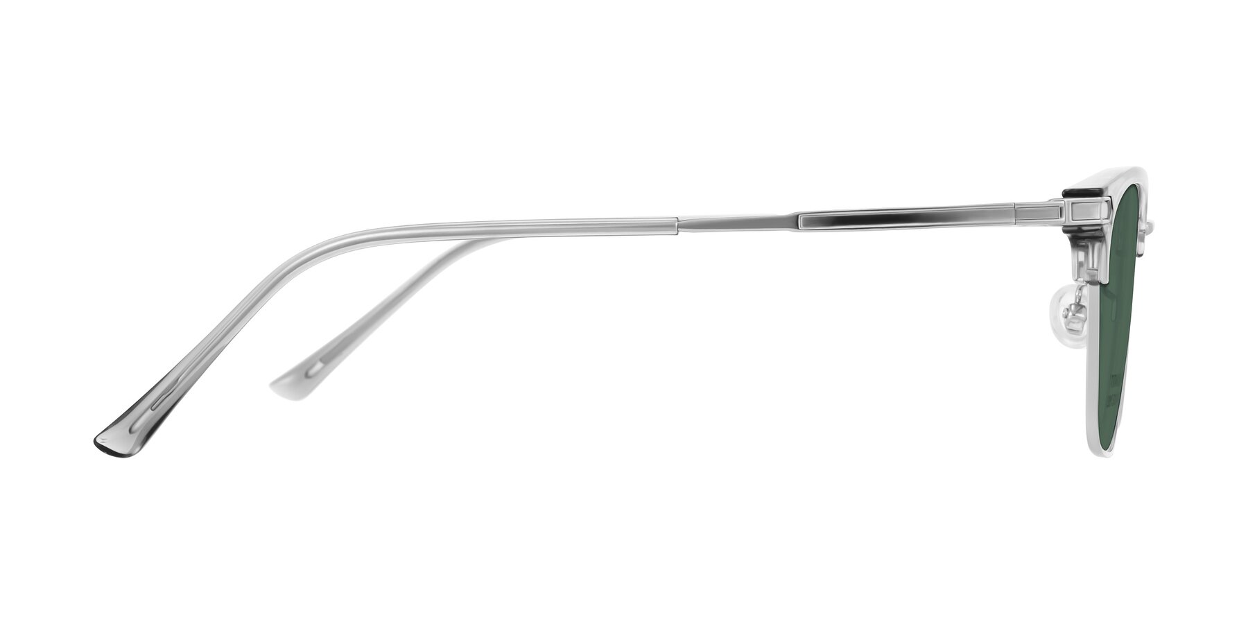 Side of Adsule in Clear Gray/Silver with Green Polarized Lenses