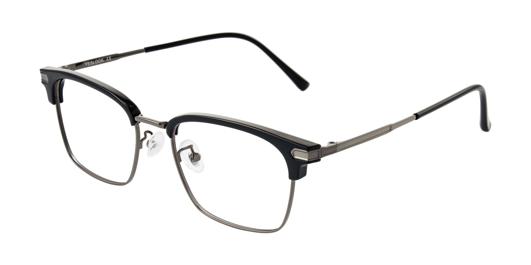Angle of Adsule in Black/Gunmetal with Clear Eyeglass Lenses