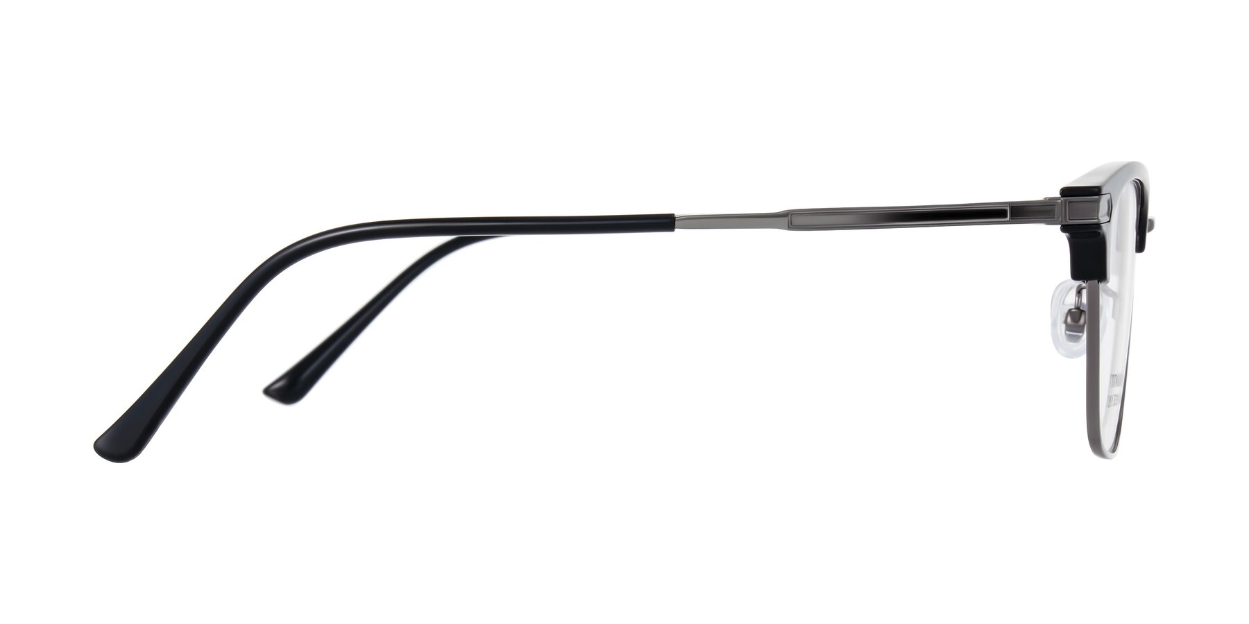 Side of Adsule in Black/Gunmetal with Clear Eyeglass Lenses
