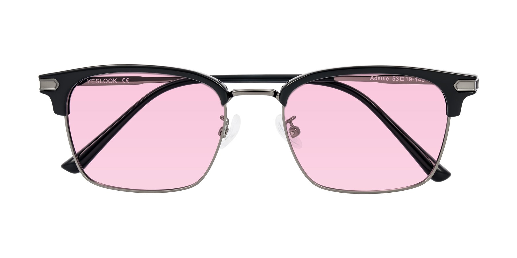 Folded Front of Adsule in Black/Gunmetal with Light Pink Tinted Lenses