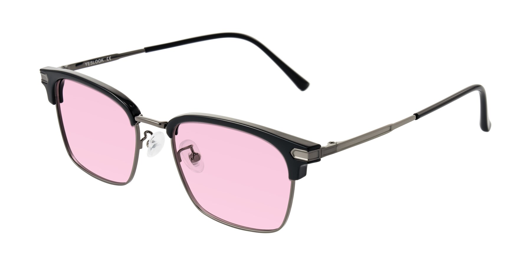 Angle of Adsule in Black/Gunmetal with Light Pink Tinted Lenses