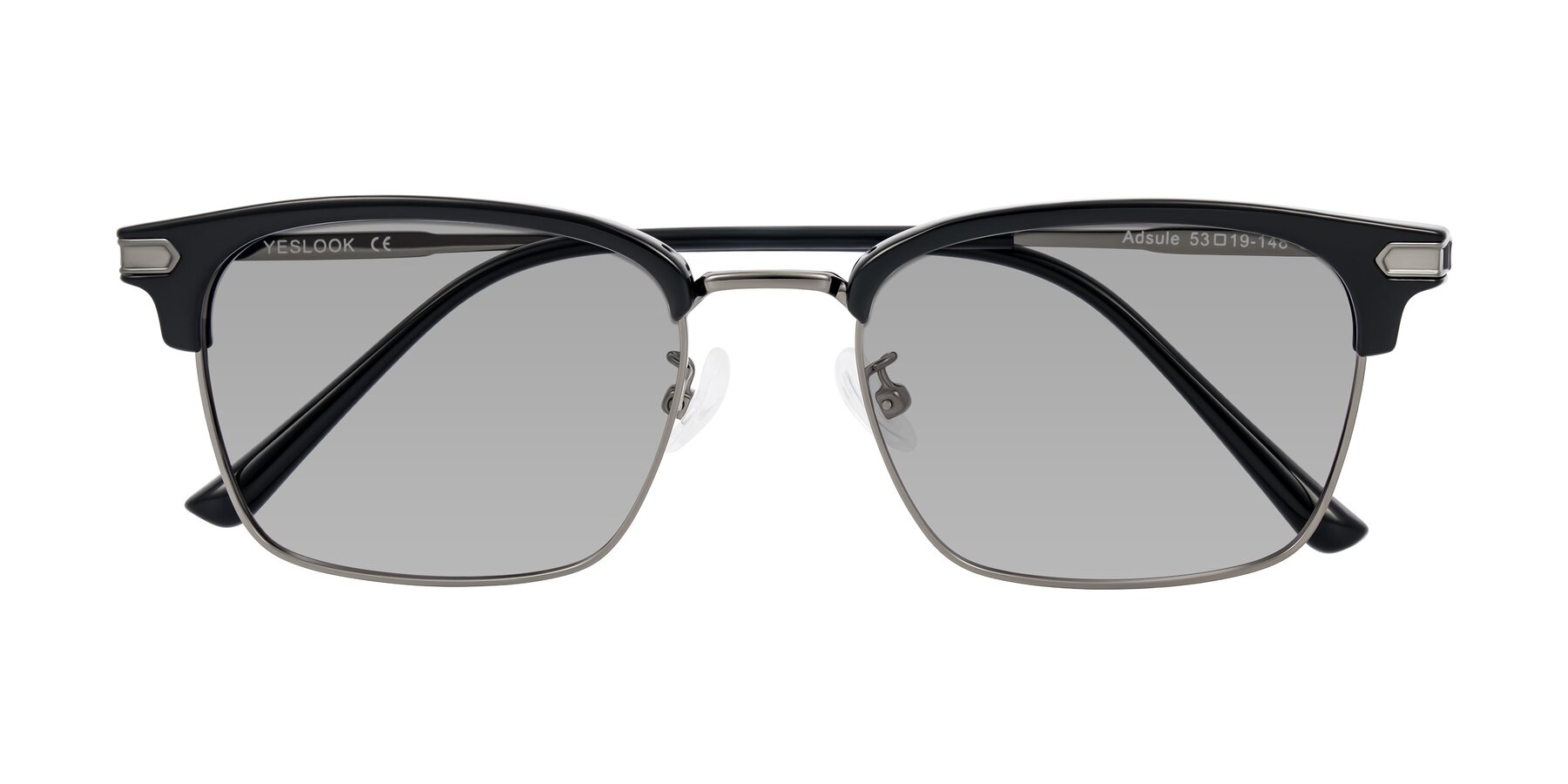 Folded Front of Adsule in Black/Gunmetal with Light Gray Tinted Lenses