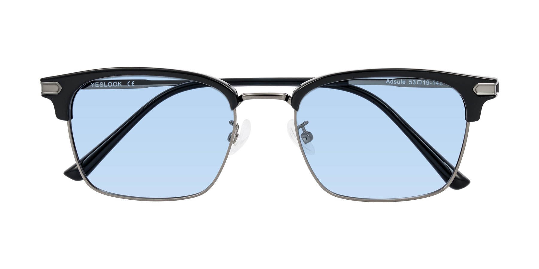 Folded Front of Adsule in Black/Gunmetal with Light Blue Tinted Lenses