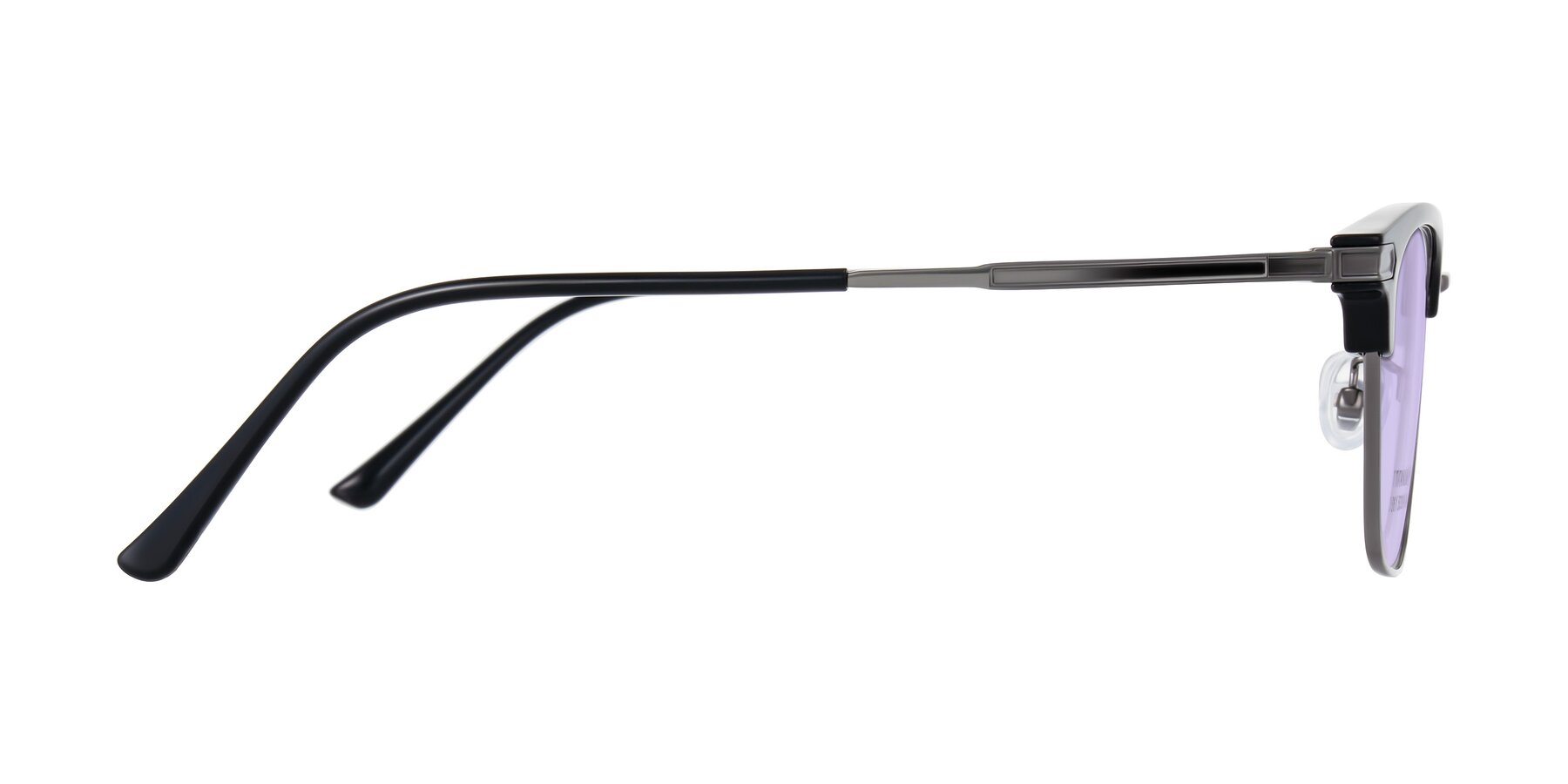 Side of Adsule in Black/Gunmetal with Light Purple Tinted Lenses