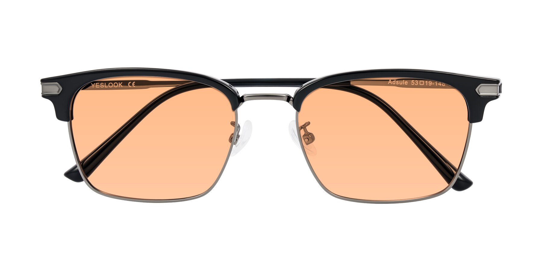 Folded Front of Adsule in Black/Gunmetal with Light Orange Tinted Lenses
