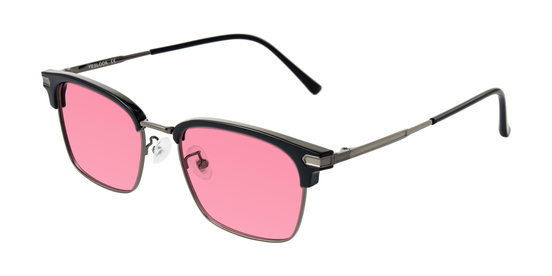 Angle of Adsule in Black/Gunmetal with Pink Tinted Lenses