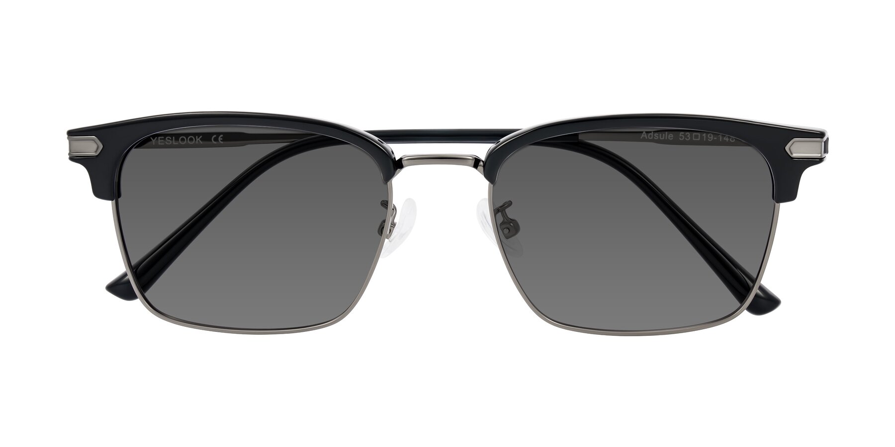 Folded Front of Adsule in Black/Gunmetal with Medium Gray Tinted Lenses
