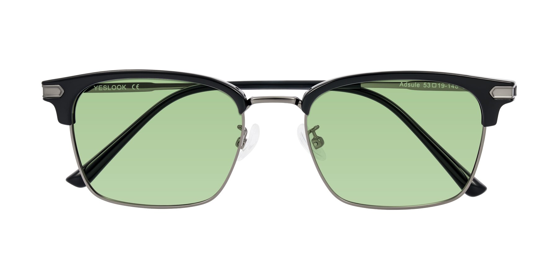 Folded Front of Adsule in Black/Gunmetal with Medium Green Tinted Lenses