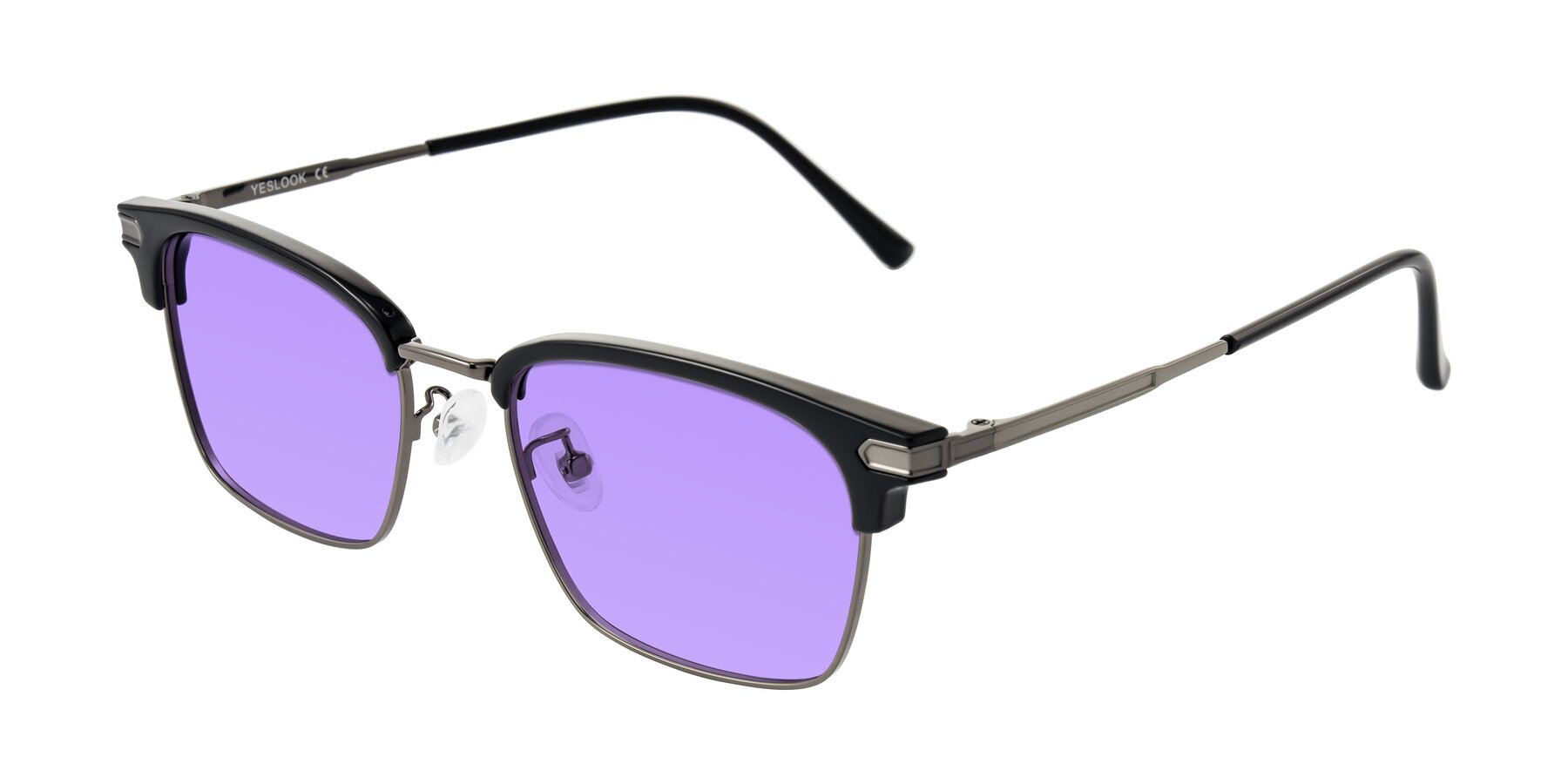 Angle of Adsule in Black/Gunmetal with Medium Purple Tinted Lenses