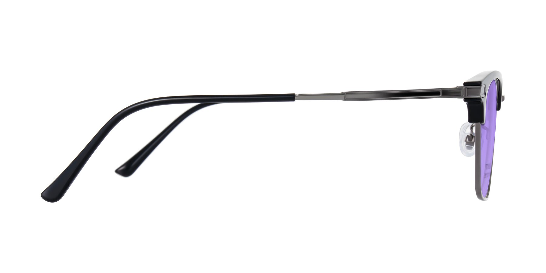 Side of Adsule in Black/Gunmetal with Medium Purple Tinted Lenses