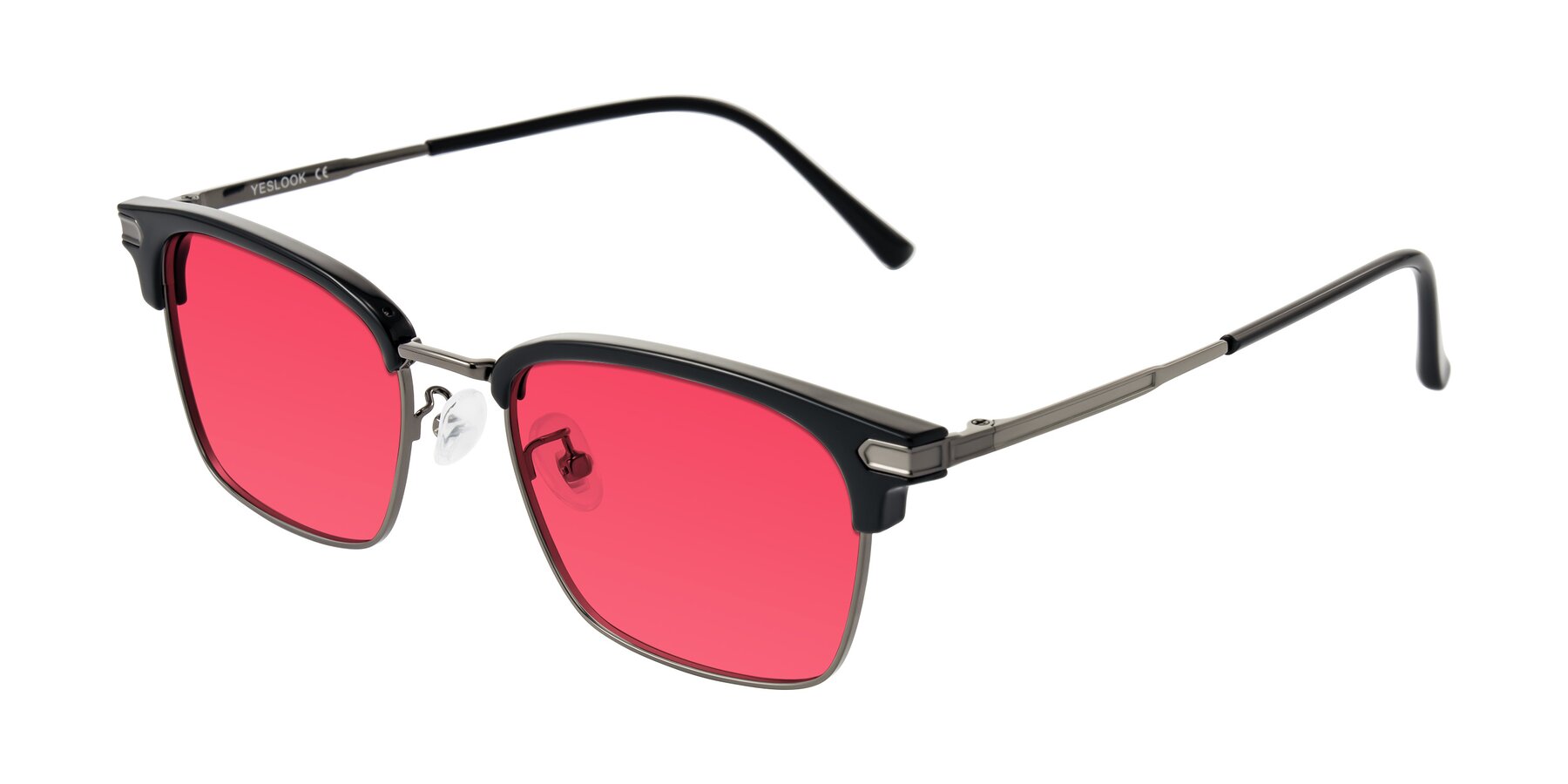 Angle of Adsule in Black/Gunmetal with Red Tinted Lenses