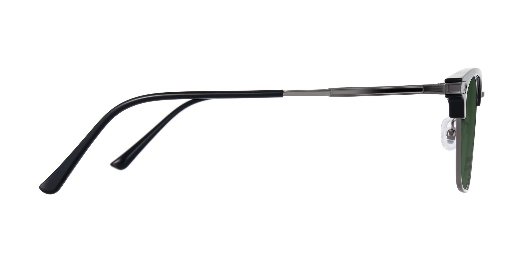 Side of Adsule in Black/Gunmetal with Green Tinted Lenses