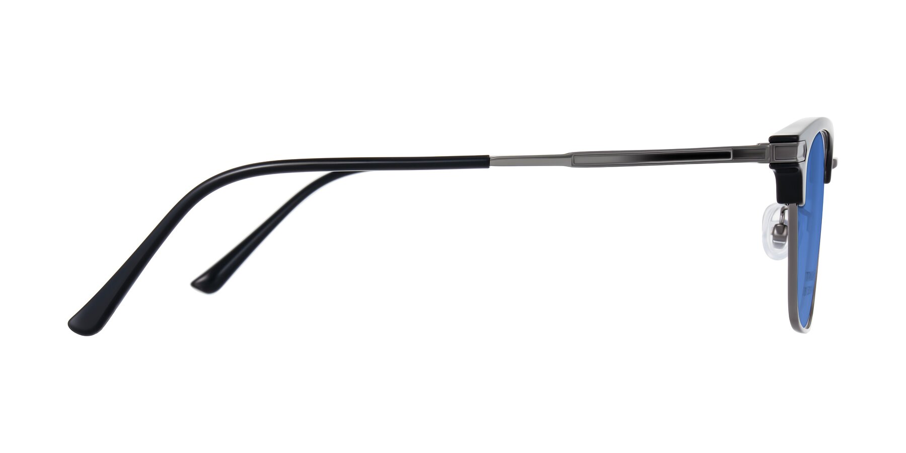 Side of Adsule in Black/Gunmetal with Blue Tinted Lenses