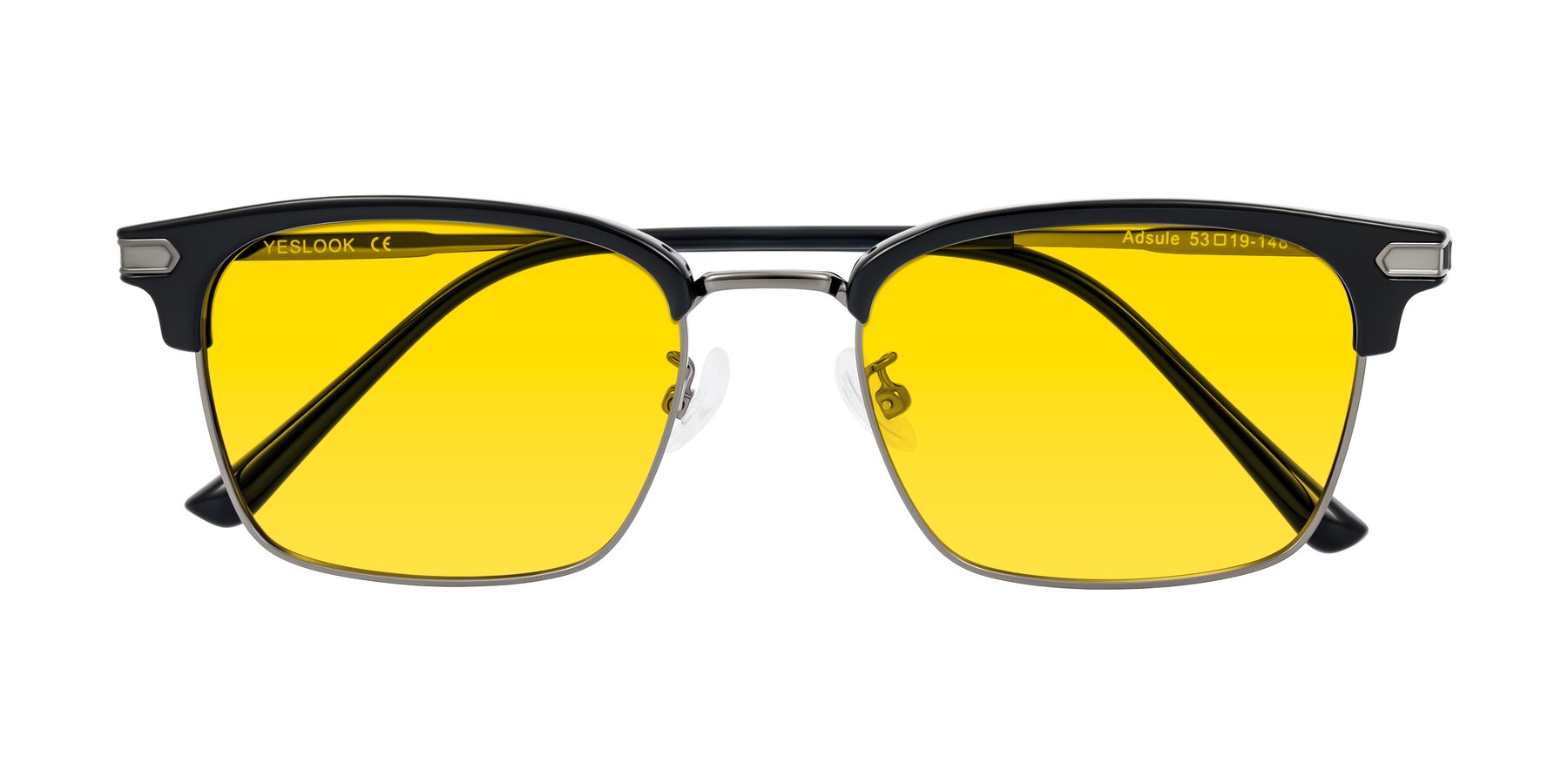 Folded Front of Adsule in Black/Gunmetal with Yellow Tinted Lenses