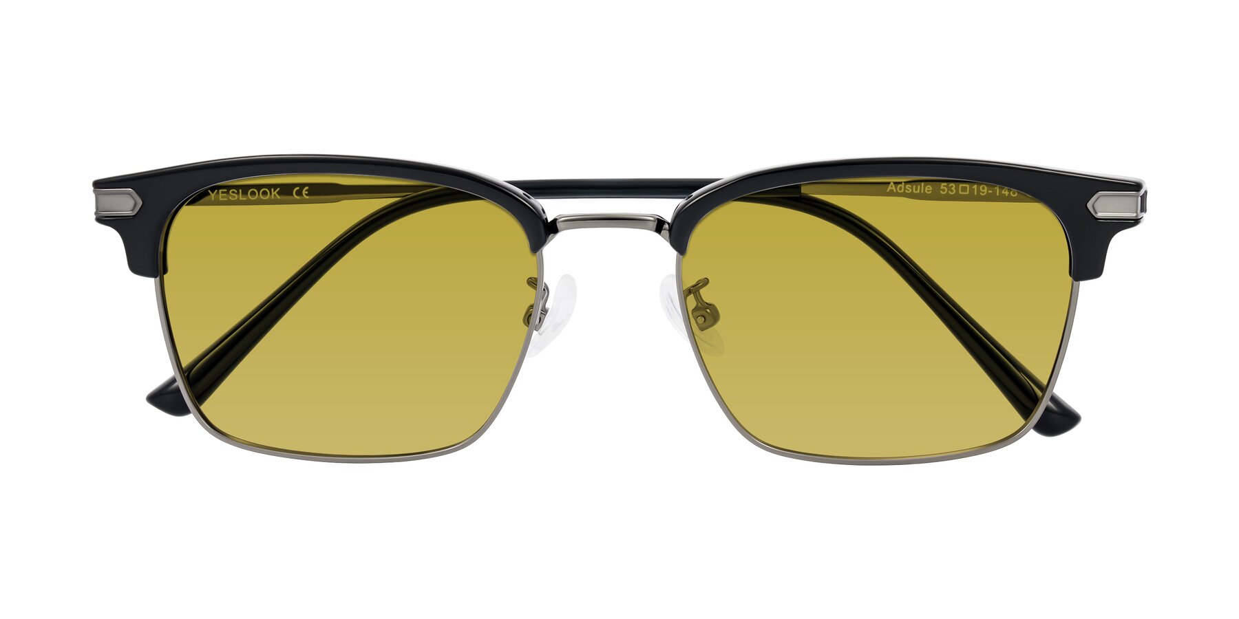 Folded Front of Adsule in Black/Gunmetal with Champagne Tinted Lenses