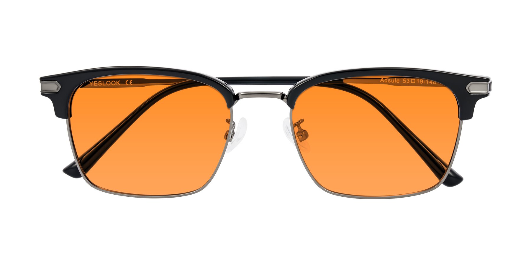 Folded Front of Adsule in Black/Gunmetal with Orange Tinted Lenses