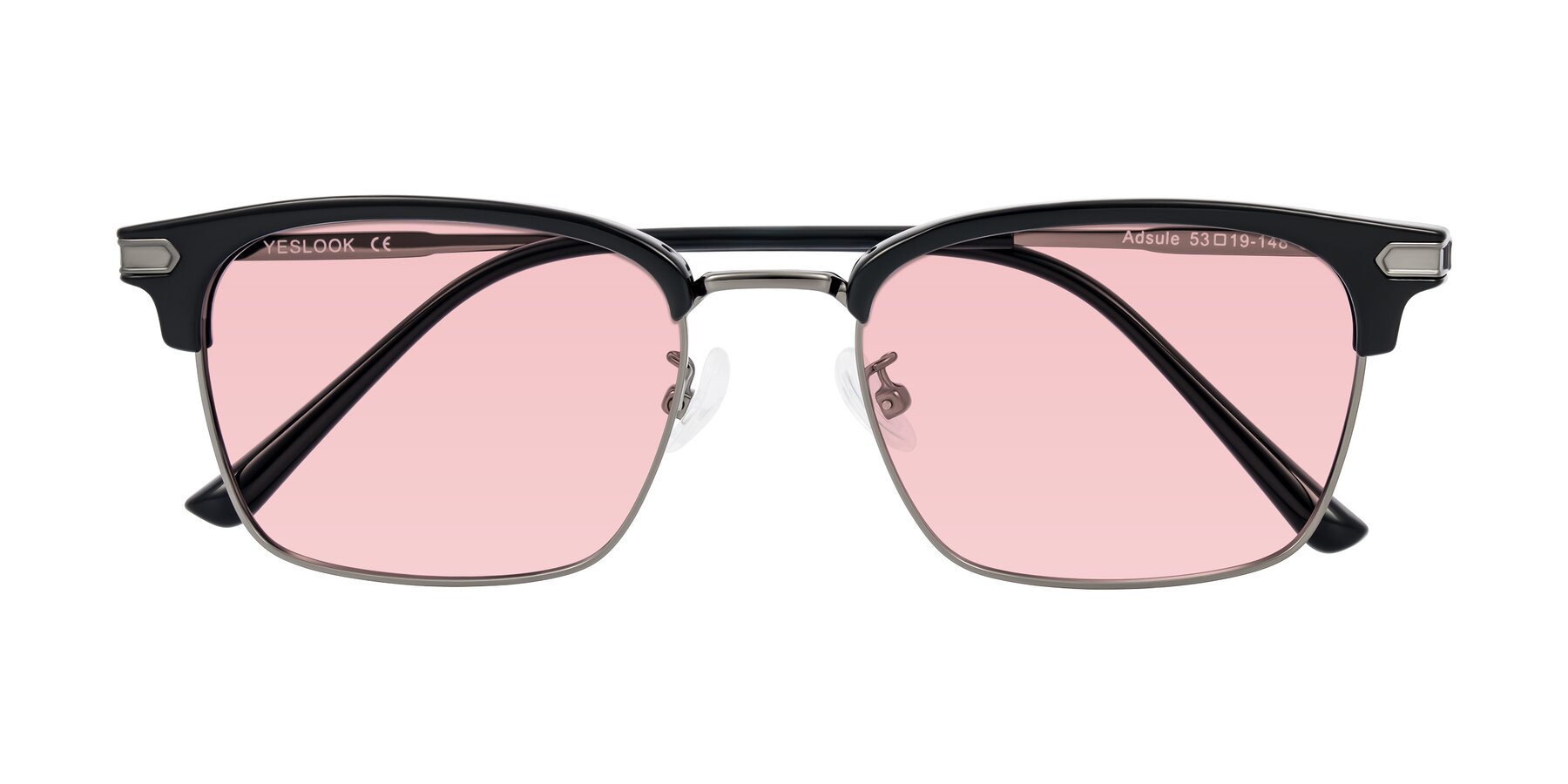 Folded Front of Adsule in Black/Gunmetal with Light Garnet Tinted Lenses