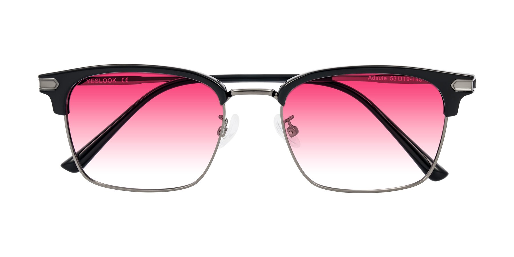 Folded Front of Adsule in Black/Gunmetal with Pink Gradient Lenses