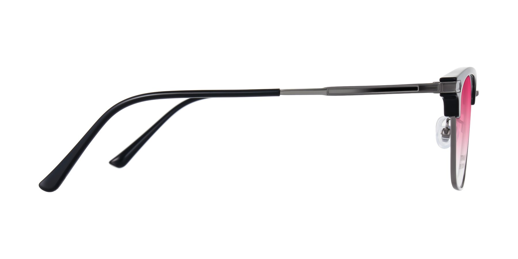 Side of Adsule in Black/Gunmetal with Pink Gradient Lenses