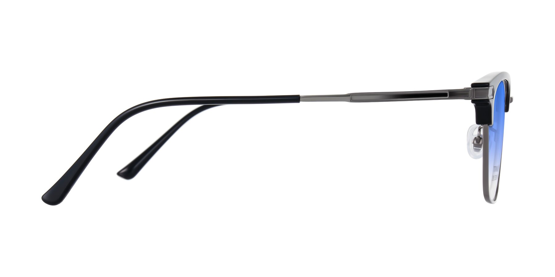 Side of Adsule in Black/Gunmetal with Blue Gradient Lenses