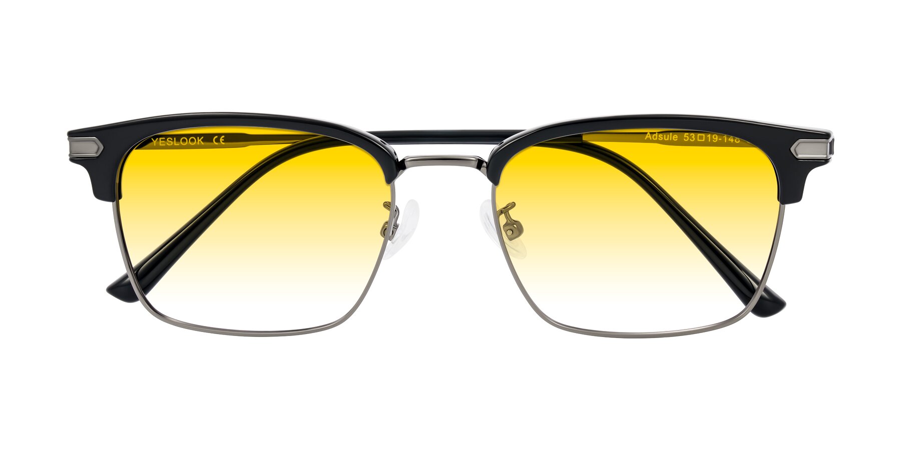 Folded Front of Adsule in Black/Gunmetal with Yellow Gradient Lenses
