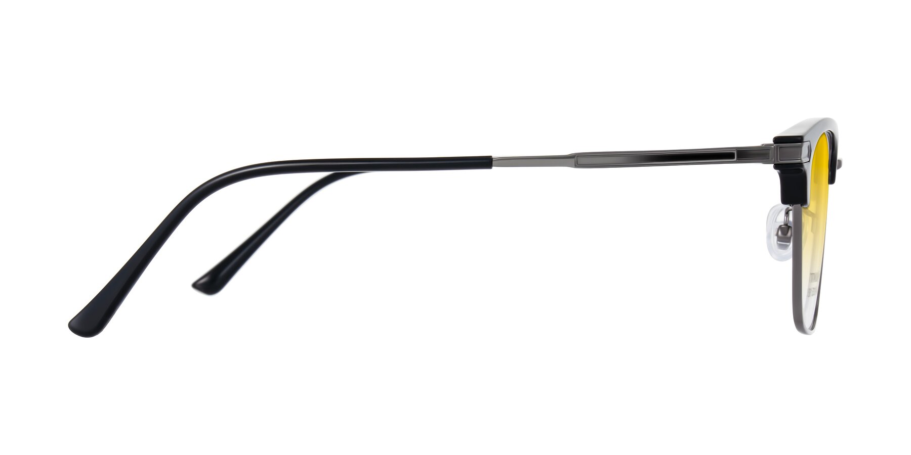 Side of Adsule in Black/Gunmetal with Yellow Gradient Lenses