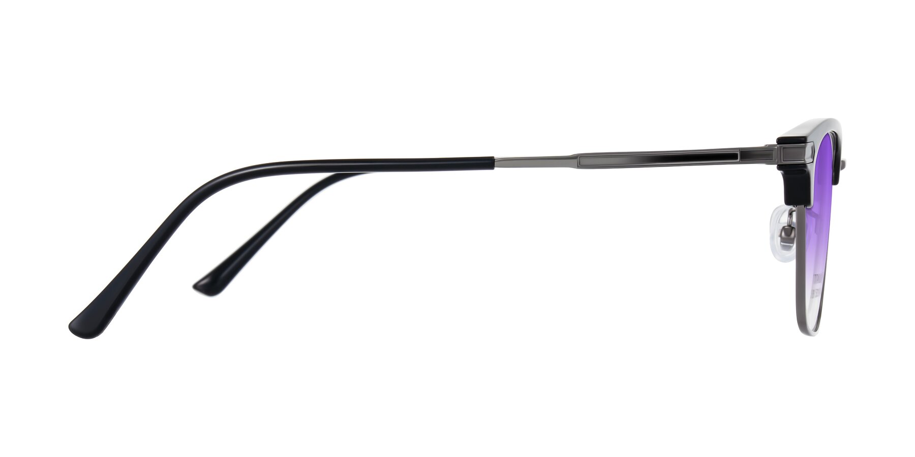 Side of Adsule in Black/Gunmetal with Purple Gradient Lenses