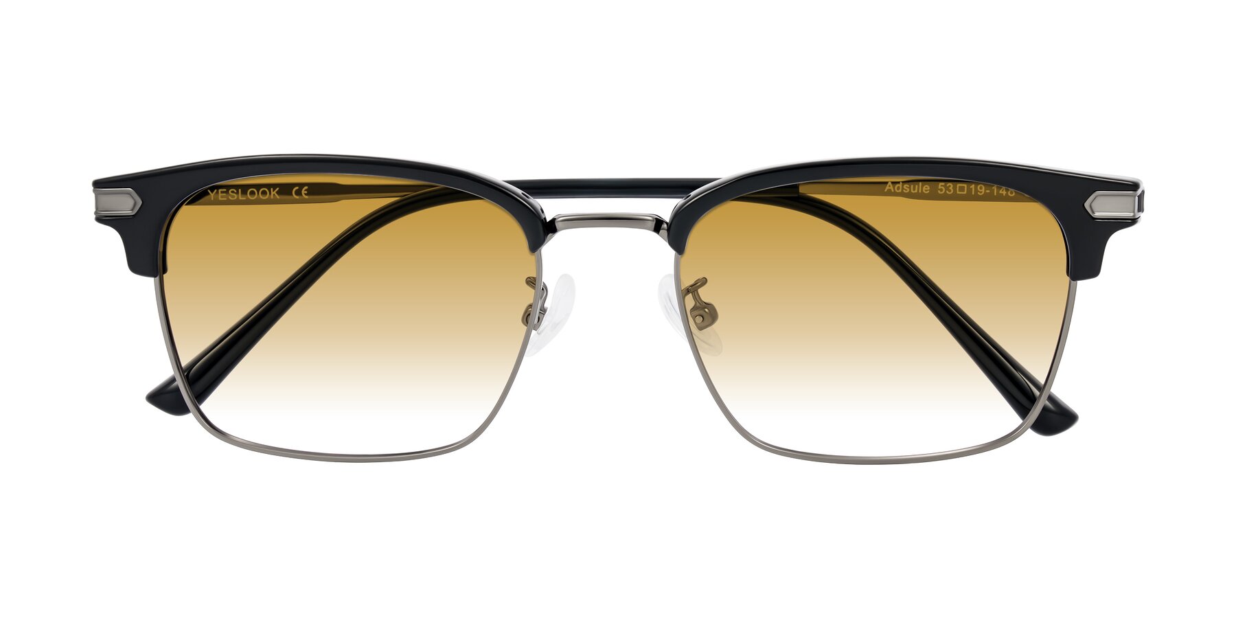 Folded Front of Adsule in Black/Gunmetal with Champagne Gradient Lenses