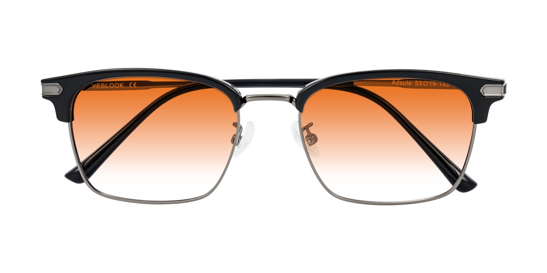 Folded Front of Adsule in Black/Gunmetal with Orange Gradient Lenses