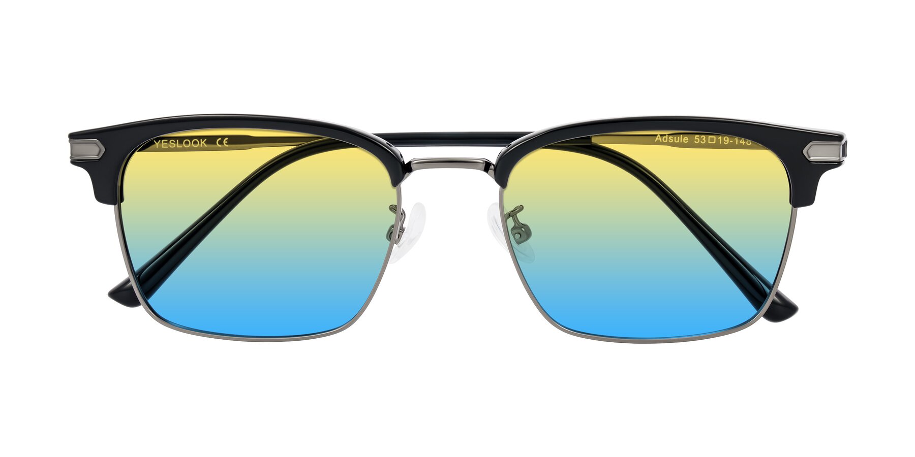 Folded Front of Adsule in Black/Gunmetal with Yellow / Blue Gradient Lenses