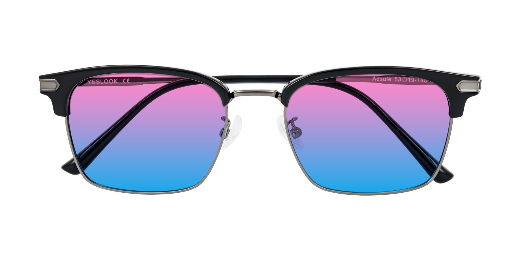 Folded Front of Adsule in Black/Gunmetal with Pink / Blue Gradient Lenses