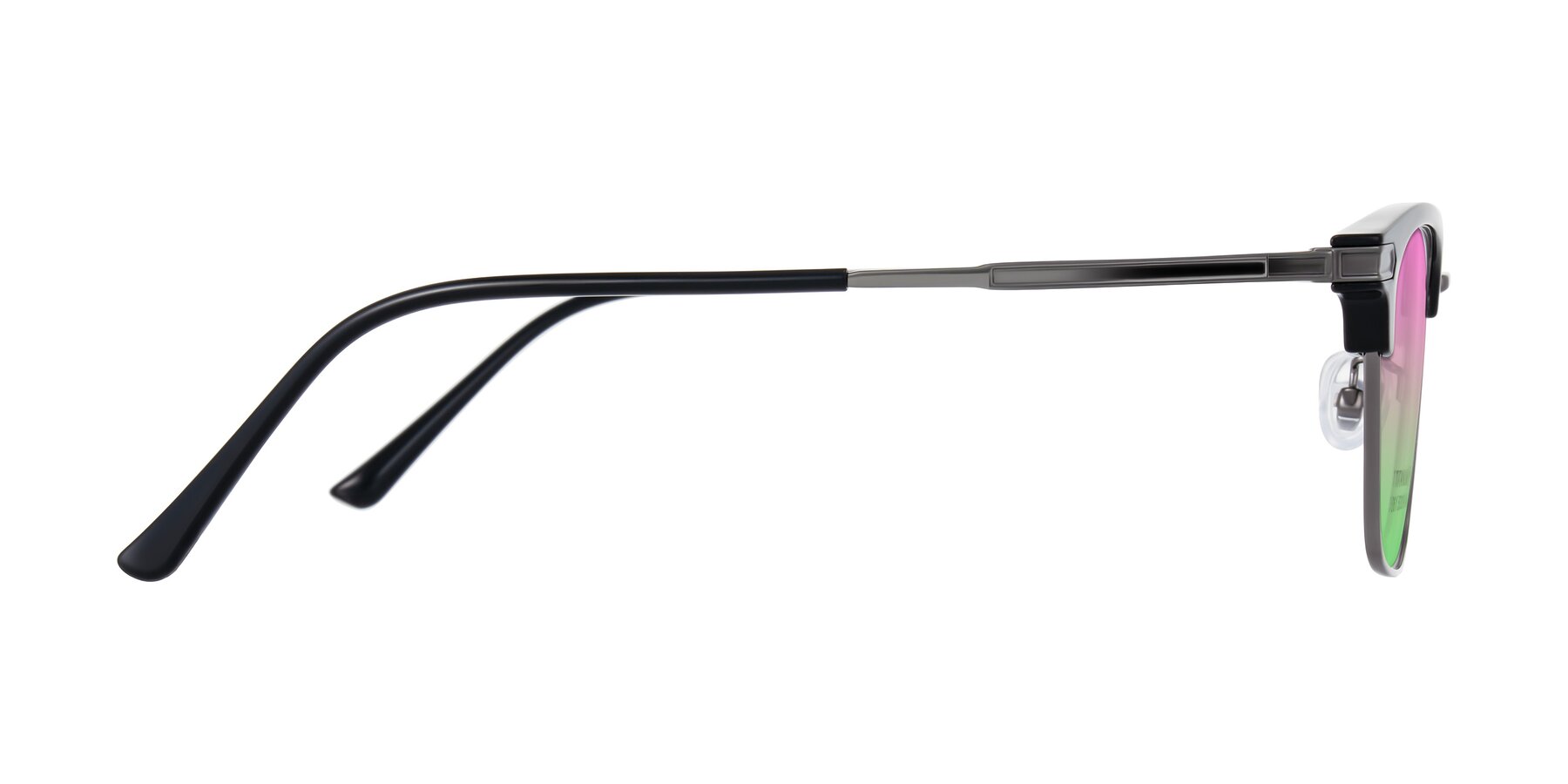 Side of Adsule in Black/Gunmetal with Pink / Green Gradient Lenses