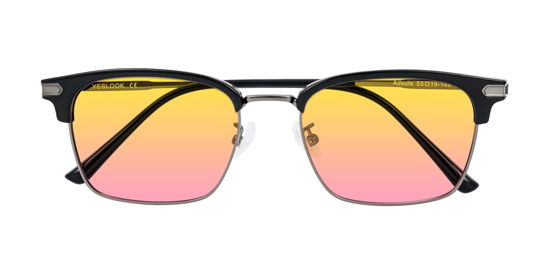 Folded Front of Adsule in Black/Gunmetal with Yellow / Pink Gradient Lenses