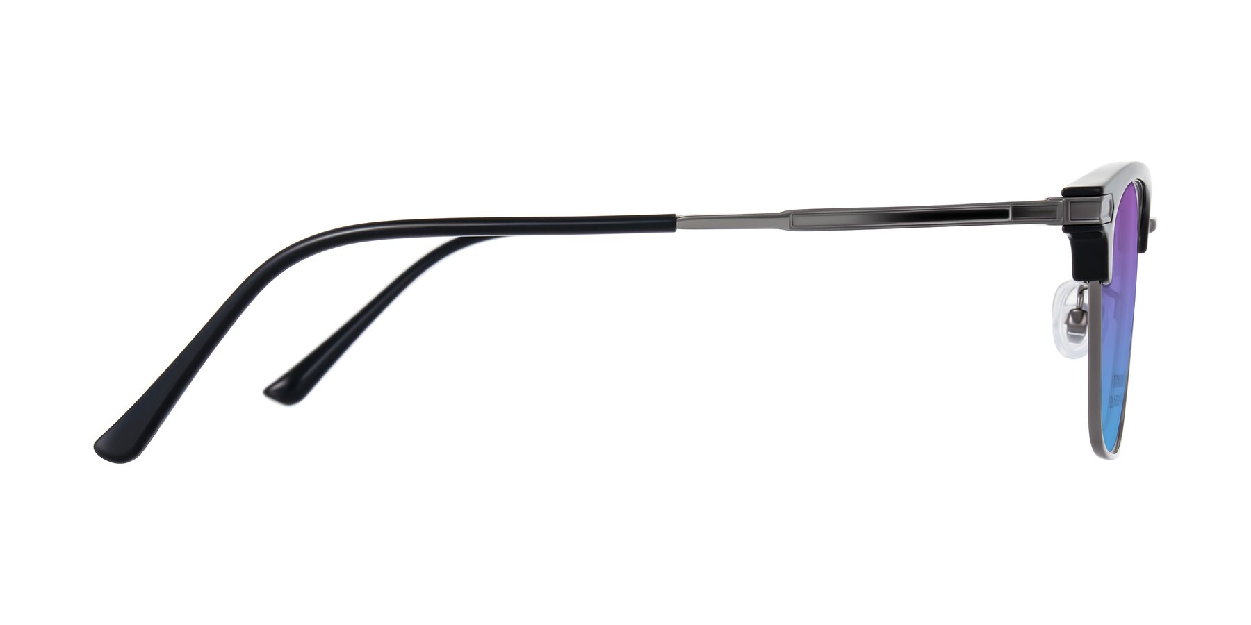 Side of Adsule in Black/Gunmetal with Purple / Blue Gradient Lenses