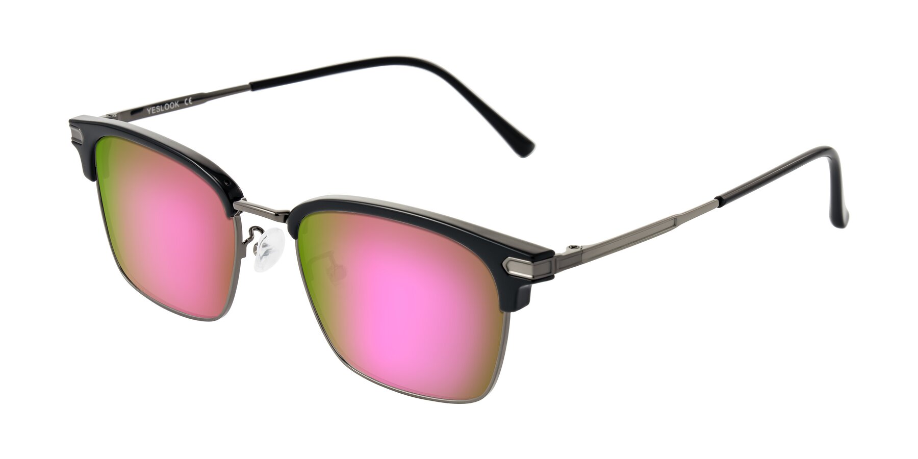Angle of Adsule in Black/Gunmetal with Pink Mirrored Lenses