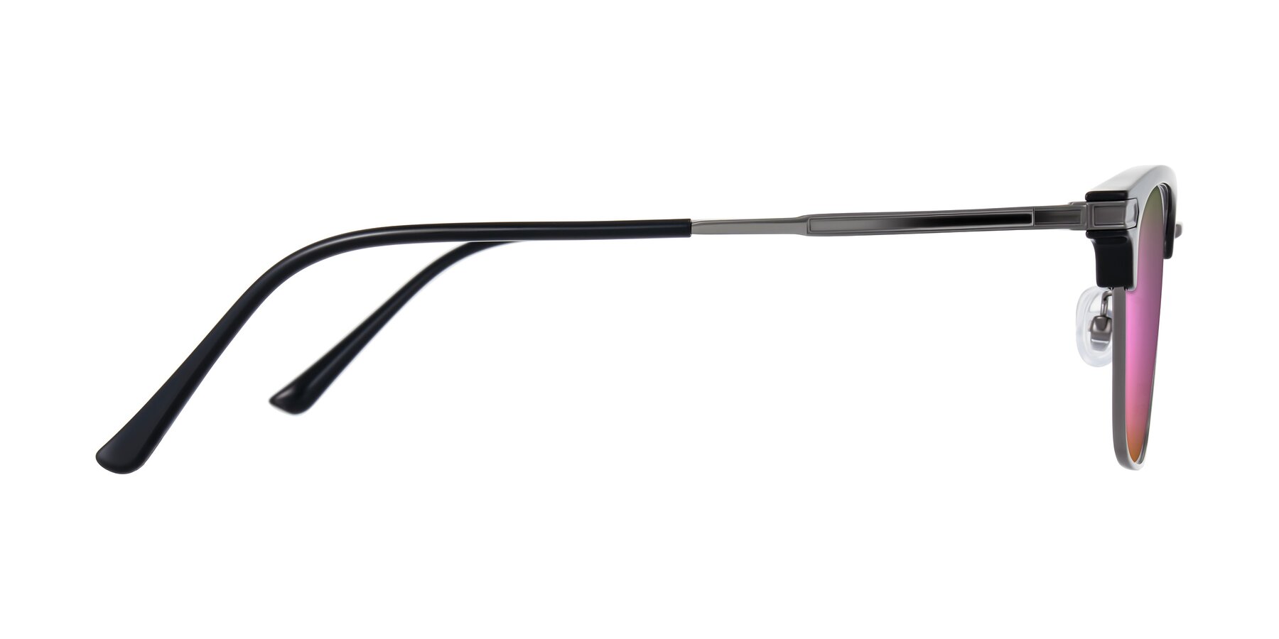 Side of Adsule in Black/Gunmetal with Pink Mirrored Lenses
