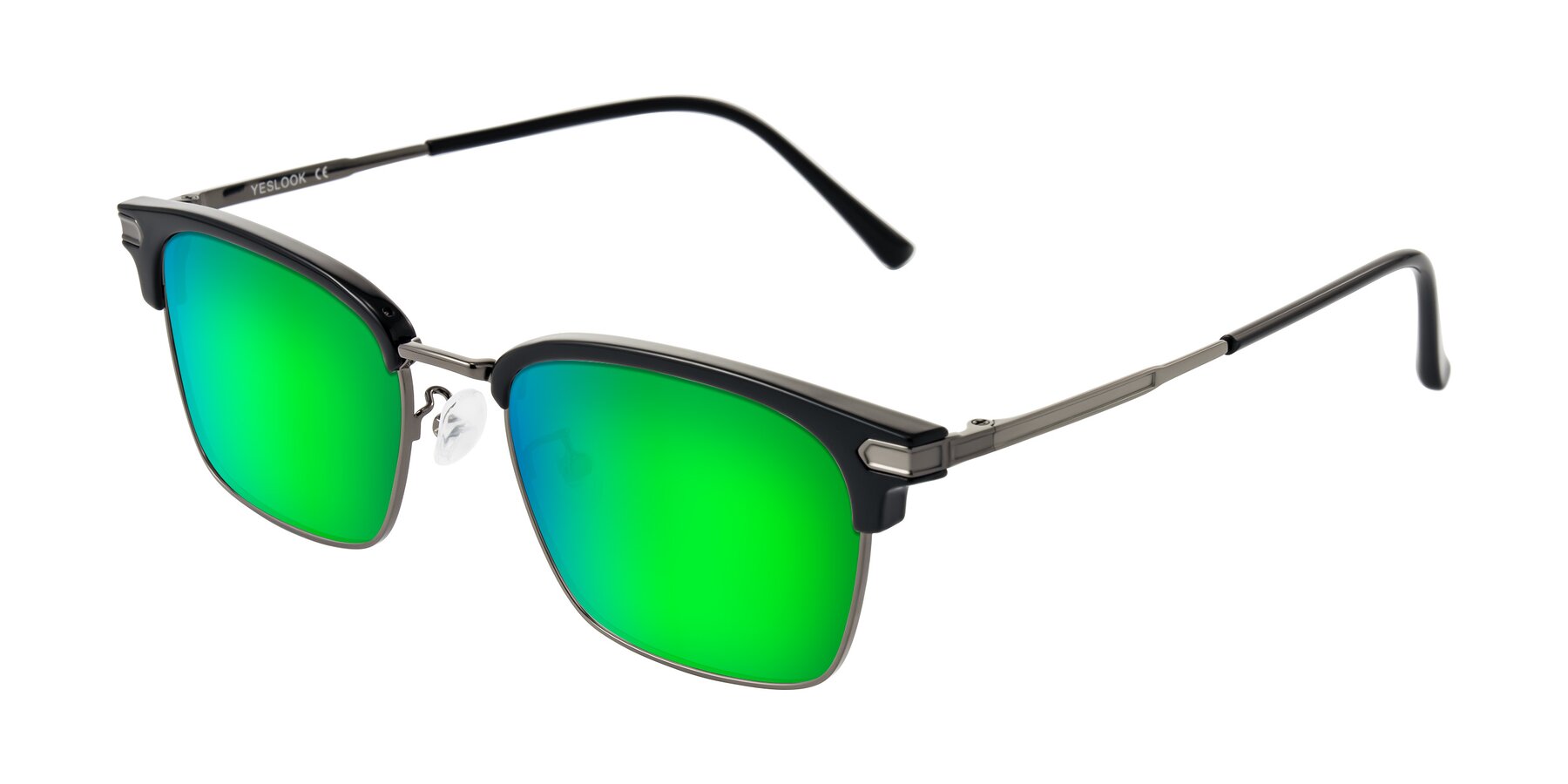 Angle of Adsule in Black/Gunmetal with Green Mirrored Lenses