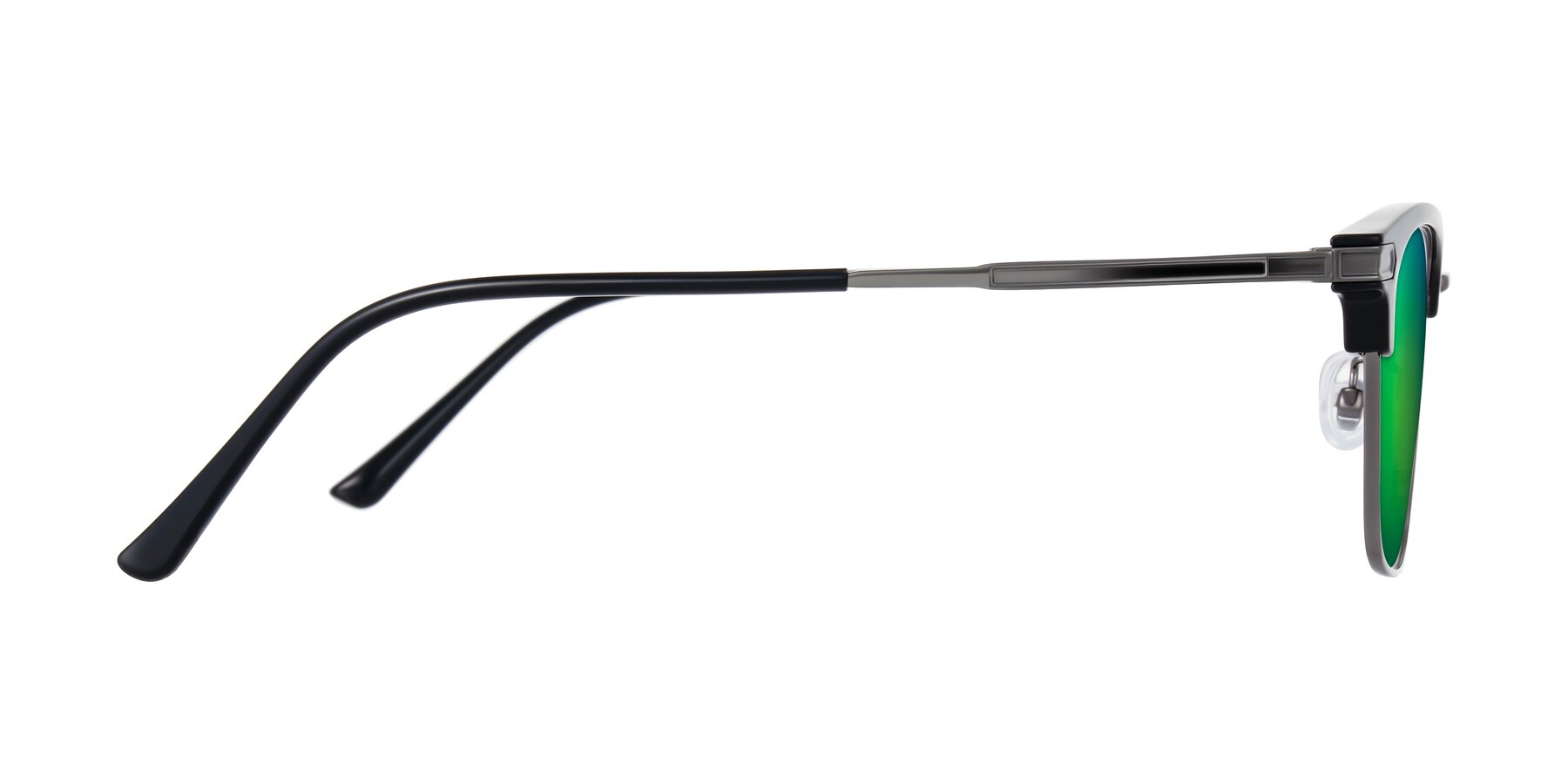 Side of Adsule in Black/Gunmetal with Green Mirrored Lenses