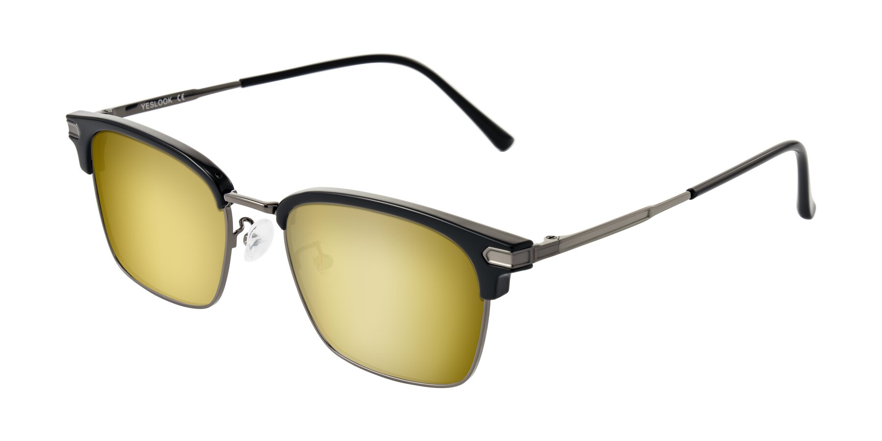 Angle of Adsule in Black/Gunmetal with Gold Mirrored Lenses