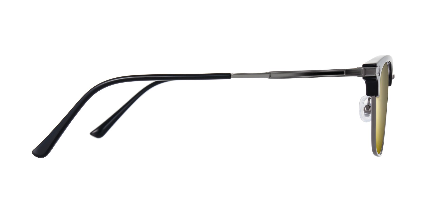 Side of Adsule in Black/Gunmetal with Gold Mirrored Lenses