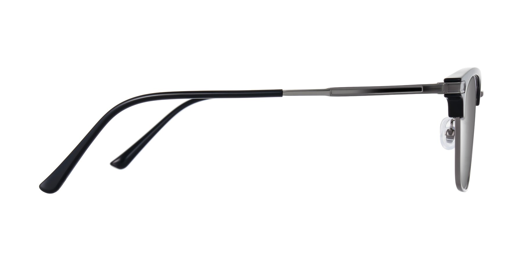 Side of Adsule in Black/Gunmetal with Silver Mirrored Lenses