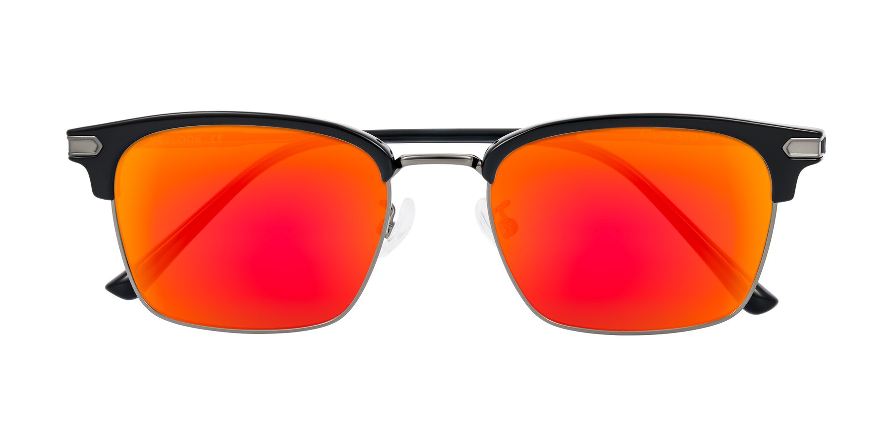 Folded Front of Adsule in Black/Gunmetal with Red Gold Mirrored Lenses