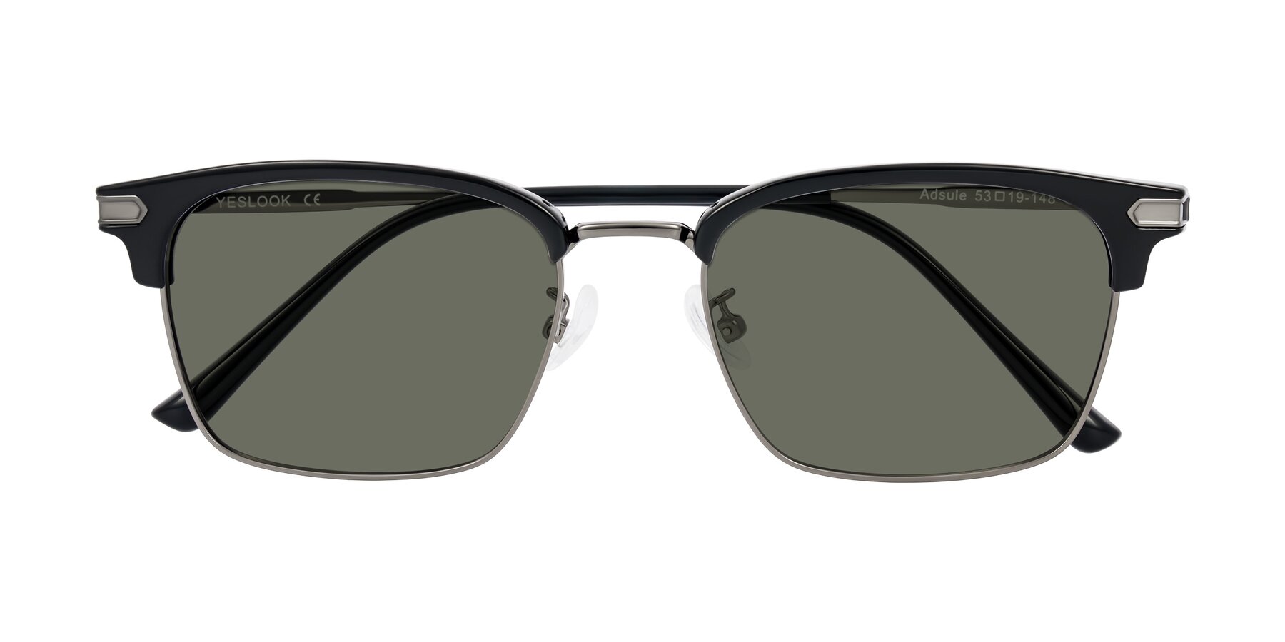 Folded Front of Adsule in Black/Gunmetal with Gray Polarized Lenses